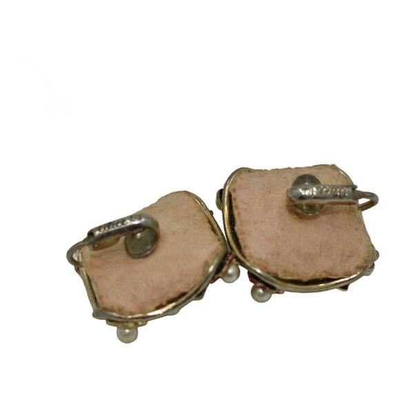 Vintage Bracelet Earrings Set Enamel Flowers Faux Pearls by Alice Jewelry Co - Picture 10 of 10